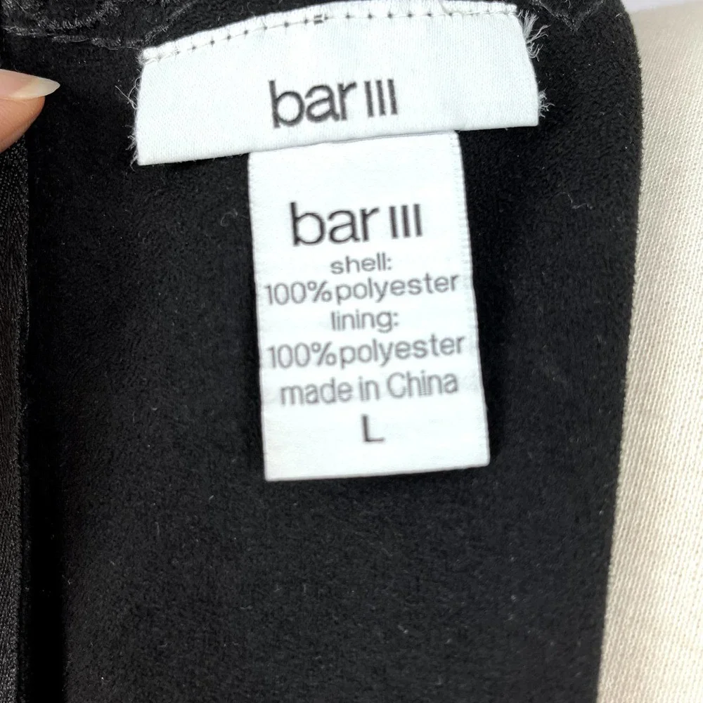 Bar III Black Embroidered Faux Suede Mini Shift Dress Size Large - Picture 13 of 13
